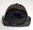 Antique Retractable Sewing Tape Measure Black Table Top Clock Flowers Working 