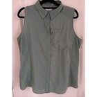 Columbia Omni Shade Women s Green Vented Fishing Sleeveless Top Button Up Sz Xl