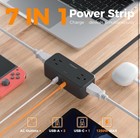Extension Cord Flat Surge Protector Power Strip 4 Wide Spaced Ac Outlet 3 Usb