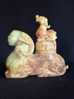 Enchanting Old Chinese Jade Sculpture Vessel Ram Human Face Dragon Fine Details