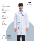Premium Unisex Lab Coat Men Women Phone Tablet Pockets Classic Fit 39  Length