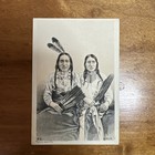 Antique Vintage Small Colored Print Of 2 Native American Indians - Sitting Bull