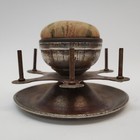 Antique Victorian Metal Pincushion Rotating Spool Thread Holder Sewing Tool