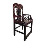 Antique Chinese Hand Carved Rosewood Chair  Black  Gold Accents Shrimp Tassels