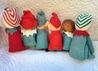 Vintage Christmas Elves elf Knee Hugger   s Lot Of 6 Japan Mid Century 