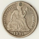 1891 Love Token Seated Liberty Dime - Engraved    ccote    In A Star -  Lt36