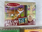 Melissa   Doug 2 In 1 Cube Puzzle   Wooden Animal Matching Developmental Toy Lot