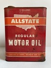 Vintage Allstate Regular Motor Oil Metal Can Advertising Tin 2 Gallon