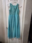 Tween Diva Girls Size 10 Blue Sleeveless Maxi Dress Sequin Accent Zip Back