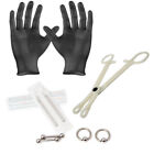 12 Gauge Body Piercing Kit Incl  Captives  Barbell  Needles forceps gloves