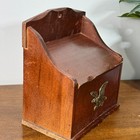 Vintage Mcm Wood Recipe Box With Brass Eagle Kitchen Storage Patriotic