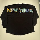 New York Liberty Wnba City Preppy Womens Crew Neck Shirt Logos Black Size L Nwt