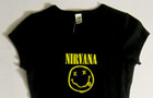Nirvana T Shirt Smiley Face 2003 Baby Doll Teen Womens Juniors Rock Tee