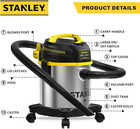 Stanley Shop Vac  3 Gallon Wet Dry Vacuum Cleaner 4 Peak Hp With Blower