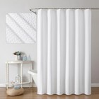 72x72in  White Waffle Shower Curtain Fabric Water Repellent Bathroom Hotel Style