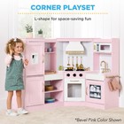Best Choice Products Pretend Play Corner Kitchen Wooden Toy Set Kids Lights