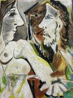 Pablo Picasso Painting Drawing On Old Paper Signed Stamped