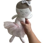 Living Textiles Emma Ballerina Baby Doll Plush Knitted Toy Rattle Pink Tutu 18   