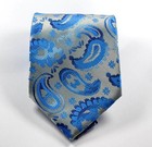 New Fashion Paisley Silver Blue Jacquard Woven Silk Men s Wedding Tie Necktie