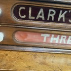 Antique Clarks O n t  Spool Thread Two Drawer Walnut Spool Cabinet