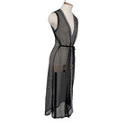 Vintage Giween Euro Mesh Fishnet Wrap Robe Black Sexy Sheer Funky Goth