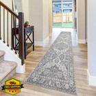 Maxrugrs Washable Runner Rug 2x8 Grey Vintage Non Slip