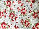  vintage Feed Sack  1930-50s Red Flowers   Blue Flowers Background 42  L X 37  W