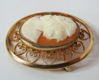 Vtg Van Dell 12k Gold Filled Cameo Brooch Pin Pendant 40mm X 32mm Width   