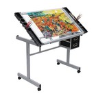  Drafting Table Glass Top 0  -60   Tilt W  4 Wheels And 2 Drawers For Artist Studi