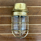 Vintage Brass Caged Wall Light Nautical Marine Bulkhead Fixture Ship Salvage