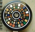 14  Black Round Marble Coffee Center Table Top Inlay Antique Pietra Dura Item
