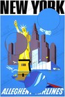 New York Allegheny Airlines 1970s Vintage Travel Poster Art Print Retro