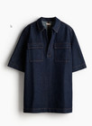 H m Indigo Denim Oversized Shirt Dress With Contrast Stitching Xl  100 Cotton 