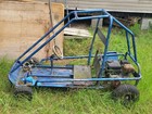 Blue Go-kart Frame  Roll Cage Engine And Tires