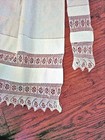 Vtg Long Formal Hostess Half Apron Wt Linen Handmade Lace