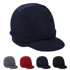 Men Winter Warm Hat Knit Visor Beanie Fleece Lined Billed Beanie W  Brim Cap Us