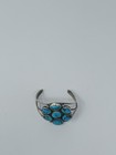 Native American Turquoise Flower Silver Cuff Bracelet