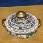 Vintage Chinese Famille Rose Oriental Large Oval Lidded Tureen