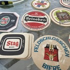 German Beer Coasters Lot Of 40  Rectangular Round Mats Vintage 1980s
