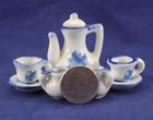 Delft Miniature Tea Set 8 Piece Blue   White Doll House Souvenir Holland Vintage