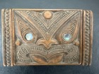 Vintage C1930-1950s Tapu Ph Leonard Maori New Zealand Carved Wood Paua Shell Box