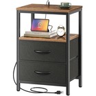  Nightstand With Charging Station  Side Table With Fabric Drawers  End Table 