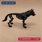 Black Wolf Skeleton Figurine  Spooky Animal Bones Statue  Halloween Decoration 
