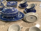 Lot Of 2 Occupied Japan Blue Willow Child   s Tea Set   Unmarked Tl 28 Pieces