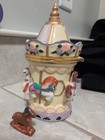 Carousel Merry-go-round Trinket Box Hinged Porcelain Horse  W  Rocking Horse 