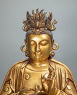 18 9 tibetan Buddhism Bronze 24k Gold Guanyin Kwan-yin Bodhisattva Buddha Statue