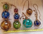 5 Vintage Japanese Netted Glass Fishing Floats
