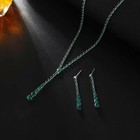 Women Jewelry Set Elegant Green Crystal Wedding Party Necklace Earrings 0454