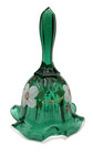Vtg  Fenton Glass Ruffled Legacy Bell   4694  Emerald  Hand-painted Floral  Mint