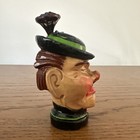 Vintage Anri Style Carved Wood Bottle Pourer Figural Stopper Man Cigar No Cork